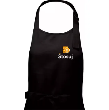 Kuchyňská zástěra Štosuj - Logo na prso + záda - Pánská zástěra na vaření - Univerzální velikost ( Černá )
