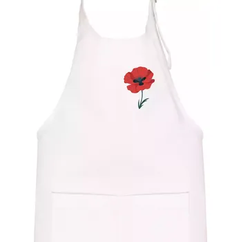Kuchyňská zástěra Vlčí mák kreslený na prsu - Dětská zástěra na vaření - Univerzální velikost ( Bílá )