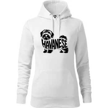 Dámská mikina Havanese nápis v těle - Mikina dámská Cape s kapucí - M ( Bílá )