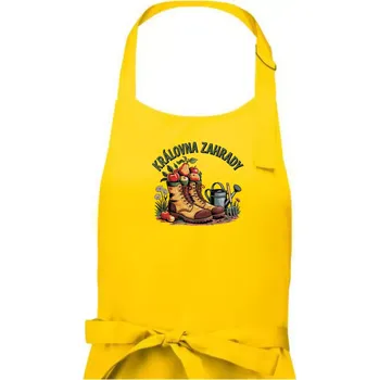 Kuchyňská zástěra Královna zahrady - boty - Dámská zástěra na vaření - Univerzální velikost ( Žlutá )