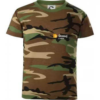 Štosuj s námi - logo na prsu - Dětské maskáčové triko - 122 cm/6 let ( Hnědý maskáč )