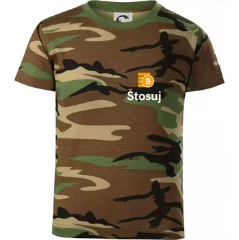 Štosuj - Logo jen na prsu - Dětské maskáčové triko - 146 cm/10 let ( Hnědý maskáč )