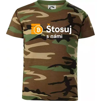 Chlapecké oblečení Štosuj s námi - logo velké - Dětské maskáčové triko - 104-110cm / 3-4 roky ( Hnědý maskáč )