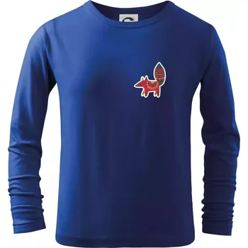 Chlapecké tričko Folklor na prsu liška - Triko dětské Long Sleeve - 122 cm/6 let ( Královská modrá )