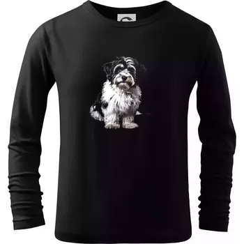 Chlapecké tričko Havanský psík černá fotka - Triko dětské Long Sleeve - 134 cm/8 let ( Černá )