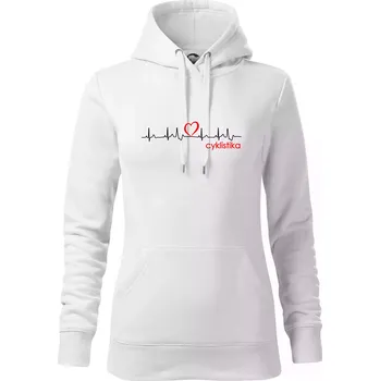 Dámská mikina Moje srdce bije pro cyklistiku - Mikina dámská Cape s kapucí - XS ( Bílá )