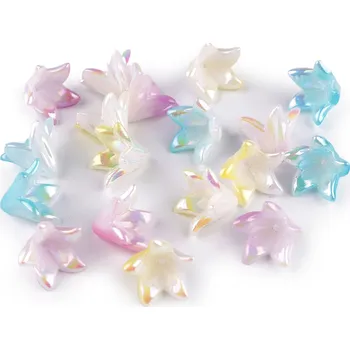 Korálek Plastové korálky s AB efektem květ / zvoneček / sukýnka 12x16 mm, Balení 20 ks, Varianta 1 žlutá světlá