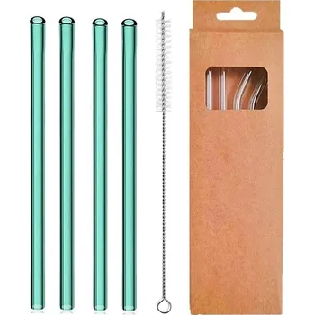 4 ks Skleněná brčka rovná i zahnutá | brčka, slámky - Lakegreen Straight