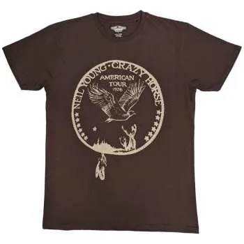 Pánské oblečení Merch Neil Young: Neil Young Unisex T-shirt: Tour '76 Seal (brown) (small) S
