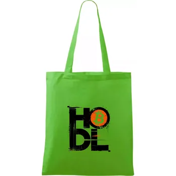 Nákupní taška Hodl velký nápis a logo BTC - Taška bavlněná - 42 x 38 cm ( Apple Green )