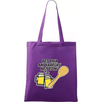 Bez piva ani vařečku nezvednu - Taška bavlněná - 42 x 38 cm ( Fialová )