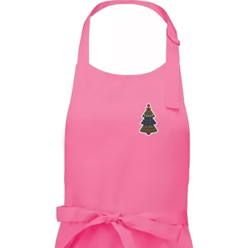 Kuchyňská zástěra Folklor na prsu vánoční stromek - Pánská zástěra na vaření - Univerzální velikost ( Růžová )