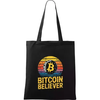 Nákupní taška Bitcoin Believer Vintage retro sunset - Taška bavlněná - 42 x 38 cm ( Černá )