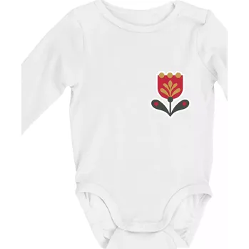Kojenecký body Folklor na prsu tulipán - Body kojenecké s dlouhým rukávem - Dlouhý r. do 3 měs ( Bílá )