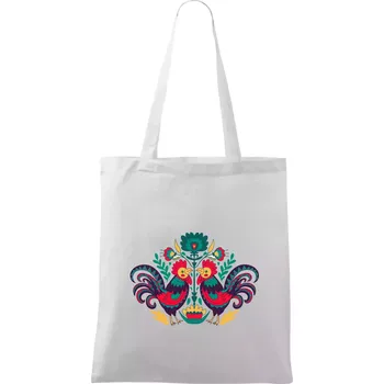 Folklor - Slepice barevné - Taška bavlněná - 42 x 38 cm ( Bílá )