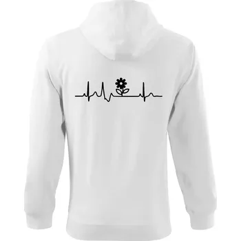 Pánská mikina EKG zahrada - kytka - Mikina s kapucí na zip trendy zipper - XL ( Bílá )