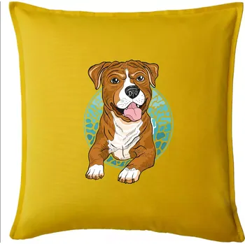 Polštář Americký staford kreslený v kolečku (Pecka design) - Polštář 50x50 - 50x50 - Pouze potah ( Žlutá )