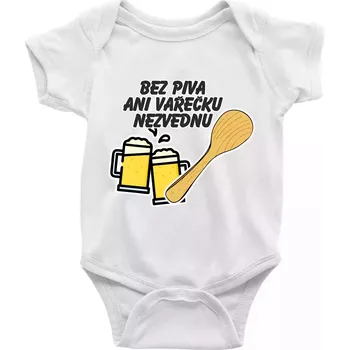 Kojenecké oblečení Bez piva ani vařečku nezvednu - Body kojenecké s krátkým rukávem - Krátký r. 12-18 měs ( Bílá )