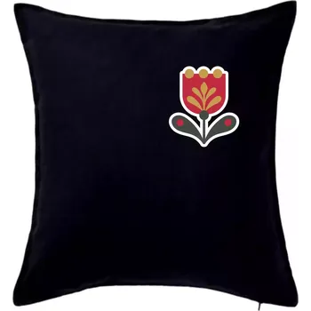 Polštář Folklor na prsu tulipán - Polštář 50x50 - 50x50 - Pouze potah ( Černá )