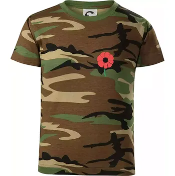 Chlapecké tričko Vlčí mák ikonka na prsu - Dětské maskáčové triko - 134 cm/8 let ( Hnědý maskáč )