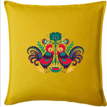 Polštář Folklor - Slepice barevné - Polštář 50x50 - 50x50 - Pouze potah ( Žlutá )