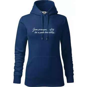 Dámská mikina Jsem princezna, tak se podle toho chovej - Mikina dámská Cape s kapucí - XS ( Půlnoční modrá )