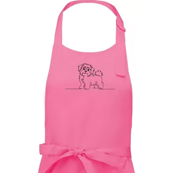Kuchyňská zástěra Havanský psík linka jedním tahem - Pánská zástěra na vaření - Univerzální velikost ( Růžová )