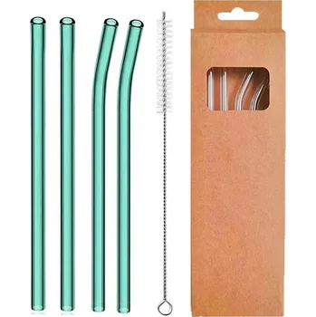 4 ks Skleněná brčka rovná i zahnutá | brčka, slámky - Lakegreen Smíšené