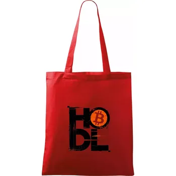 Nákupní taška Hodl velký nápis a logo BTC - Taška bavlněná - 42 x 38 cm ( Červená )