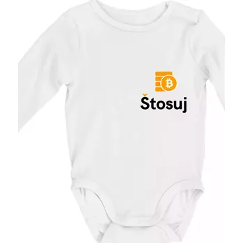 Kojenecký body Štosuj - Logo na prso + záda - Body kojenecké s dlouhým rukávem - Dlouhý r. 3-6 měs ( Bílá )