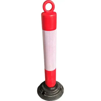 Plotový sloupek Červeno-bílý plastový samonarovnávací sloupek - průměr 10 cm, výška 80 cm