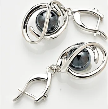 Hodinky 3Pagen 1 pár náušnic Hematit Amélie di Santi délka 3,5 cm