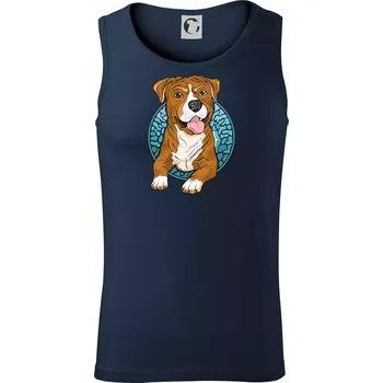 Americký staford kreslený v kolečku (Pecka design) - Tílko pánské Core - XL ( Námořní modrá (velmi tmavá - téměř černá) )