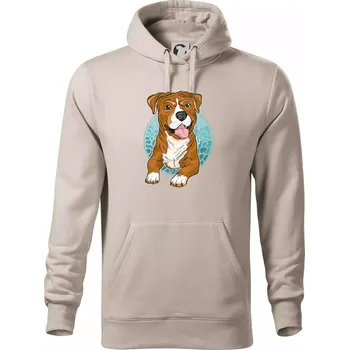 Pánská mikina Americký staford kreslený v kolečku (Pecka design) - Mikina pánská Cape s kapucí - 5XL ( Ledově šedá )