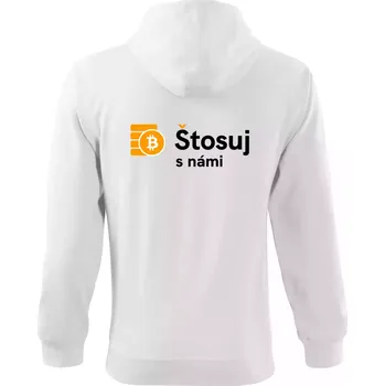 Pánská mikina Štosuj s námi - logo velké - Mikina s kapucí na zip trendy zipper - 3XL ( Bílá )