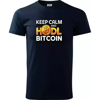 3D nápis Keep Calm and HODL Bitcoin - Triko extra velké (5-8XL) - 7XL ( Námořní modrá (velmi tmavá - téměř černá) )