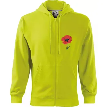 Pánská mikina Vlčí mák kreslený na prsu - Mikina s kapucí na zip trendy zipper - XL ( Limetková )