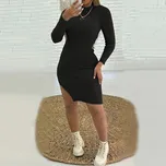 Krátké večerní šaty s dlouhým rukávem a vysokým pasem Barva: Černá, Velikost: L