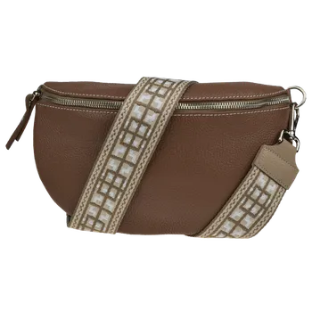 Kabelka NovaKabelka.cz Kožená italská crossbody kabelka Reni Grande Taupe s přídavným popruhem V