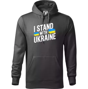 Pánská mikina I stand with ukraine tiskací nápis - Mikina pánská Cape s kapucí - 2XL ( Tmavá břidlice (šedá se zeleným nádechem) )