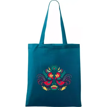Folklor - Slepice barevné - Taška bavlněná - 42 x 38 cm ( Petrolejová )