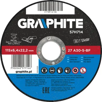 Brusný kotouč Graphite Brusný kotouč na kov, 115 x 6.4 22.2 mm, 27 A30-S-BF 57H714