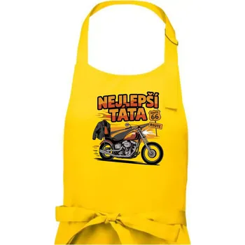 Kuchyňská zástěra Nejlepší táta - motorka - chopper - Pánská zástěra na vaření - Univerzální velikost ( Žlutá )