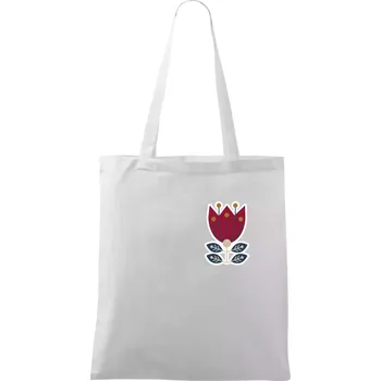 Folklor na prsu květina čtyřlistá - Taška bavlněná - 42 x 38 cm ( Bílá )