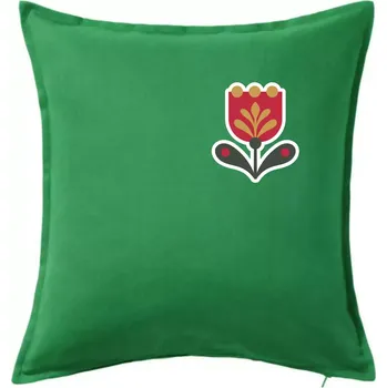 Polštář Folklor na prsu tulipán - Polštář 50x50 - 50x50 - Pouze potah ( Středně zelená )