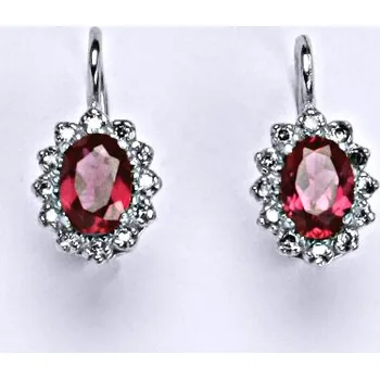 Náušnice Zlaté náušnice Kate, zirkon v barvě rubínu, žluté i bílé zlato, VE 247