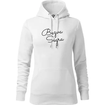 Dámská mikina Bezva ségra - nápis na prsou - Mikina dámská Cape s kapucí - L ( Bílá )
