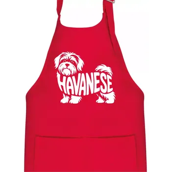 Kuchyňská zástěra Havanese nápis v těle - Dětská zástěra na vaření - Univerzální velikost ( Červená )