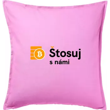 Polštář Štosuj s námi - logo velké - Polštář 50x50 - 50x50 - Pouze potah ( Růžová )