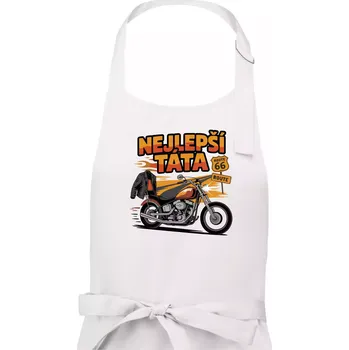 Kuchyňská zástěra Nejlepší táta - motorka - chopper - Pánská zástěra na vaření - Univerzální velikost ( Bílá )